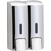 Double Wall-Mounted Soap & Shampoo Dispenser, Silver, 2 x 300 ml, Lockable