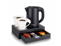 Welcome Tray with a drawer and black kettle 0,8l