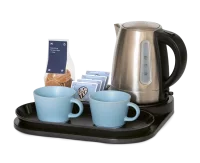 Bentley Willkommenstablett schwarz aus Melamin mit Edelstahl Wasserkocher 1 l