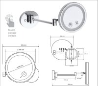 LED Cosmetic Mirror with 5x Magnification, two arms