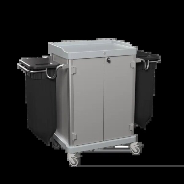 Closed Housekeeping Trolley with Bags and Lockable Door