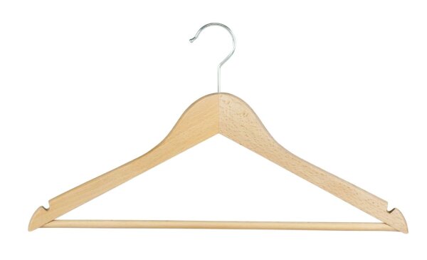 Economy Wooden Hotel Coat Hanger with Bar and Notches lacquered 44 cm