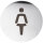 Ladies WC Pictogram Polished Stainless Steel Round Ø 75 mm - 3M Self-Adhesive