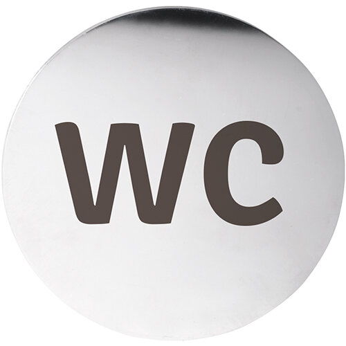 Toilet Symbol Pictogram Polished Stainless Steel Round Ø 75 mm - 3M Self-Adhesive