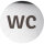 Toilet Symbol Pictogram Polished Stainless Steel Round Ø 75 mm - 3M Self-Adhesive
