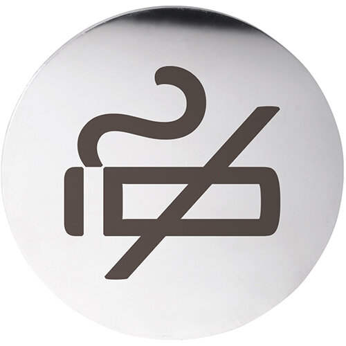 No Smoking Door Sign Polished Stainless Steel Round Ø 75 mm 3M Self-Adhesive