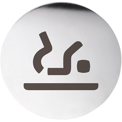 Baby Changing Pictogram Polished Stainless Steel Round Ø 75 mm - 3M Self-Adhesive