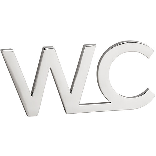 Toilet Symbol Pictogram Polished Stainless Steel Rectangular 80x35 mm - 3M Self-Adhesive