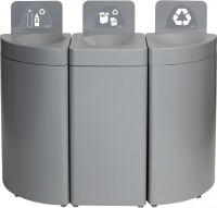 Modularer selbstlöschender Abfallbehälter Edelstahl matt 51 l quadratisch