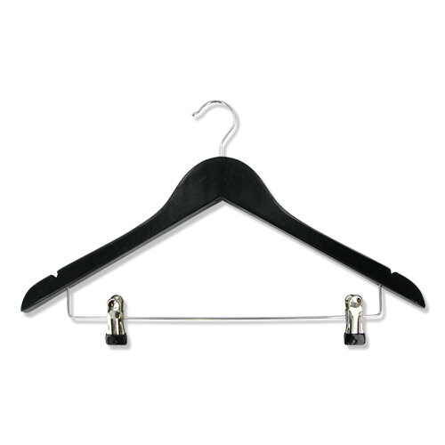 Chain Hotel Coat Hanger Basic with Clip Bar and Skirt Notch black