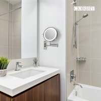 LED Cosmetic Mirror with 5x Magnification, two arms