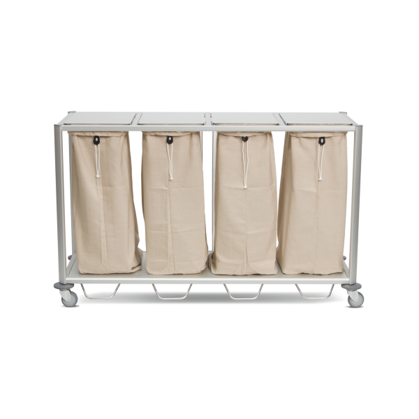 Quatro Laundry Trolley 80L with Lid and Pedal – Aluminium Frame – Includes Laundry Bags