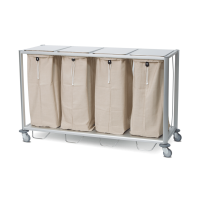 Quatro Laundry Trolley 80L with Lid and Pedal – Aluminium Frame – Includes Laundry Bags