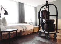 Luggage Trolley BIRDCAGE ø 50 mm BRUSHED Silver with Red Carpet