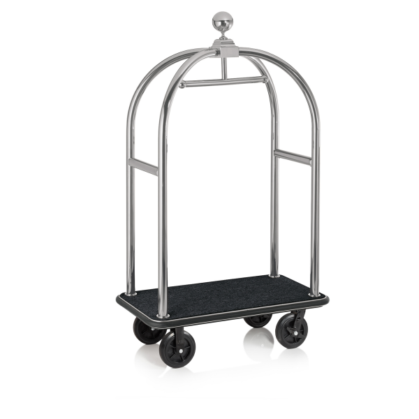 Kofferwagen BIRDCAGE ø 50 mm Silberfarbig gebürstet mit schwarzem Teppich