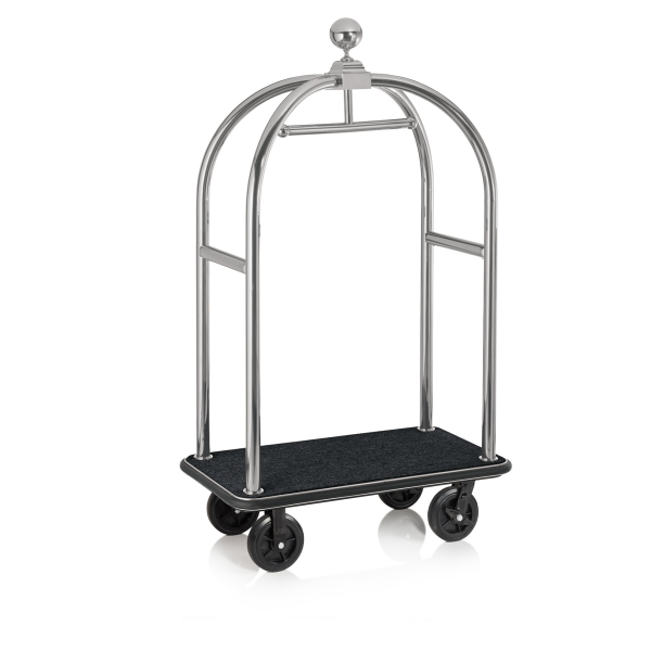 Luggage Trolley BIRDCAGE ø 50 mm BRUSHED Silver with Black Carpet