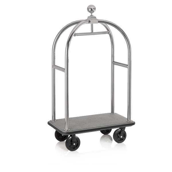 Kofferwagen BIRDCAGE ø 50 mm Silberfarbig gebürstet mit grauer Teppich