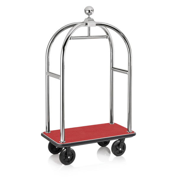 Kofferwagen BIRDCAGE ø 50 mm Silberfarbig mit rotem Teppich