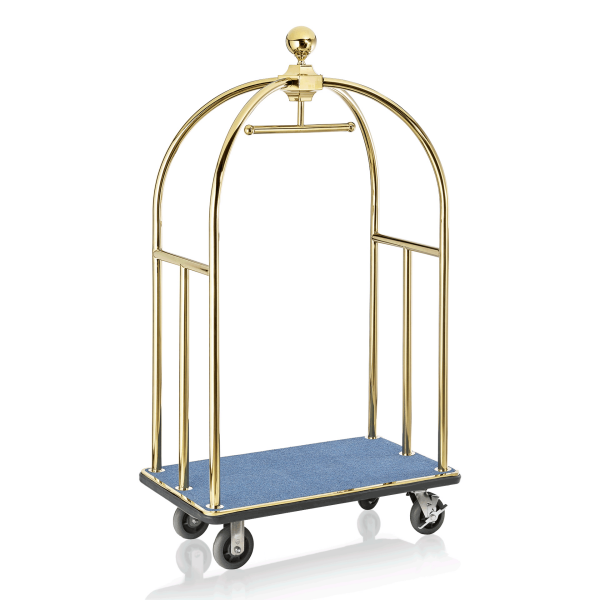 Kofferwagen BIRDCAGE ø 38 mm Goldfarbig mit blauem Teppich