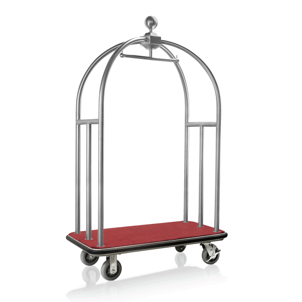 Luggage Trolley BIRDCAGE ø 38 mm BRUSHED Silver with Red Carpet