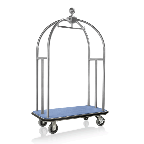 Luggage Trolley BIRDCAGE ø 38 mm BRUSHED Silver with Blue Carpet