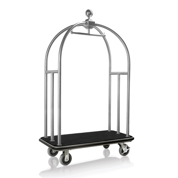 Kofferwagen BIRDCAGE ø 38 mm Silberfarbig gebürstet mit schwarzem Teppich