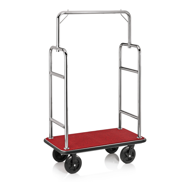 Luggage Trolley MODERN ø 38 mm Silver with Red Carpet