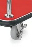 Kofferwagen Easy ø 32 mm Silberfarbig mit rotem Teppich und ø 15 cm Rollen