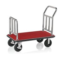 Luggage Trolley Silver with Red Carpet