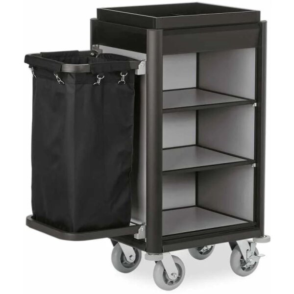 Housekeeping Trolley Mini with Laundry Bag, black