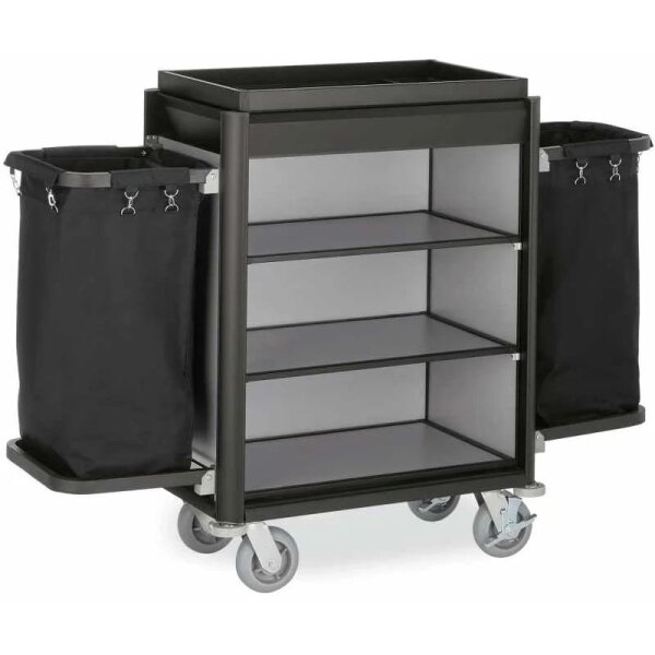 Zimmermädchenwagen medium mit 2 Wäschesäcke, schwarz