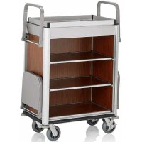 Housekeeping Trolley Medium with 2 Laundry Bags, dark wood/dark brown