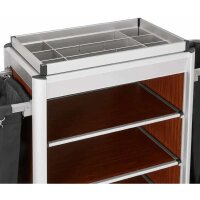 Housekeeping Trolley Medium with 2 Laundry Bags, dark wood/dark brown