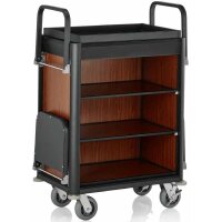 Housekeeping Trolley Medium with 2 Laundry Bags, dark brown and black
