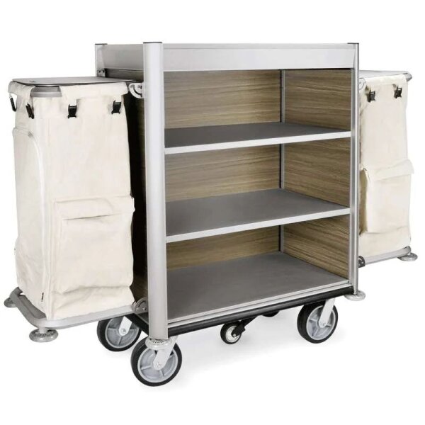Housekeeping Trolley Large with Two Laundry bags beige