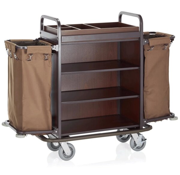 Zimmermädchenwagen medium standard mit 2 Wäschesäcke mit Stahlrahmen lackiert
