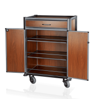 Minibar Trolley with Black Edge Profiles and Dark Wood Look