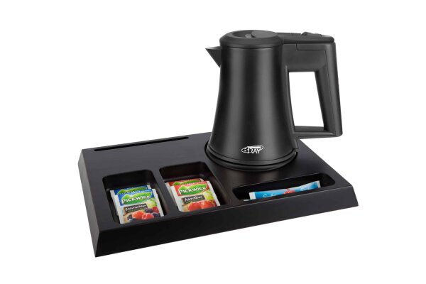 BTRAY Hotel Welcome Tray SIGNUM with Hotel Kettle STAR 0,5 l black