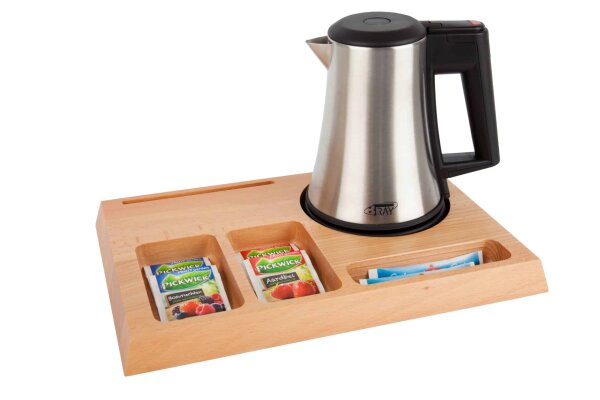 B-TRAY Willkommenstablett Signum Massivholz Buche natur 0,5 l Wasserkocher Star