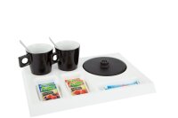 B-TRAY Willkommenstablett Signum aus MDF weiß mit 0,5 l Wasserkocher Star