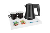 BTRAY Hotel Welcome Tray SIGNUM white with BLACK Hotel Kettle STAR 0,5 l