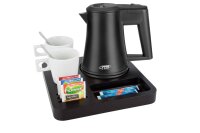 B-TRAY Willkommenstablett Slim schwarz aus MDF mit 0,5 l Wasserkocher Star black