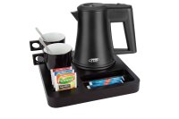 B-TRAY Willkommenstablett Slim schwarz aus MDF mit 0,5 l Wasserkocher Star black