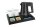 B-TRAY Willkommenstablett Stay schwarz aus ABS Kunststoff mit Holzstruktur und 0,5 l Wasserkocher Star black