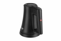 B-TRAY Willkommenstablett Sense schwarz aus ABS Kunststoff mit Holzstruktur und 0,5 l Wasserkocher Star black
