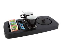 B-TRAY Willkommenstablett Sense schwarz aus ABS Kunststoff mit Holzstruktur und 0,5 l Wasserkocher Star black