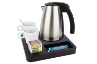 B-TRAY Willkommenstablett Slim schwarz aus MDF mit 1,0 l Wasserkocher Style