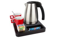 B-TRAY Willkommenstablett Slim schwarz aus MDF mit 1,0 l Wasserkocher Style
