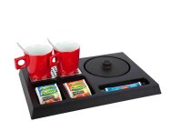 B-TRAY Willkommenstablett Stay schwarz aus ABS Kunststoff mit Holzstruktur und 1,0 l Wasserkocher Style