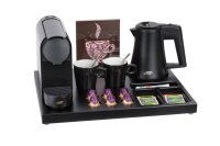 B-TRAY Willkommenstablett Supreme mit Espresso Maschine und 0,5 l Wasserkocher Star black